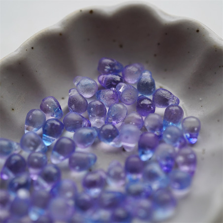 蚀刻透蓝紫mix~迷你水滴珠捷克珠玻璃琉璃珠 4X6MM-4