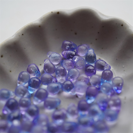 蚀刻透蓝紫mix~迷你水滴珠捷克珠玻璃琉璃珠 4X6MM-5
