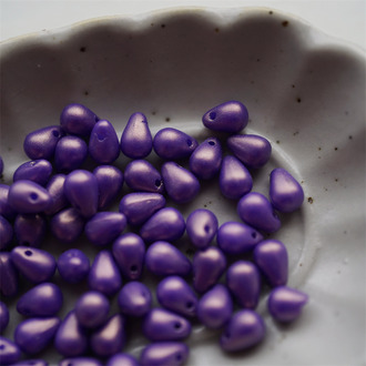 质感珠光紫色~迷你水滴珠捷克珠玻璃琉璃珠 4X6MM