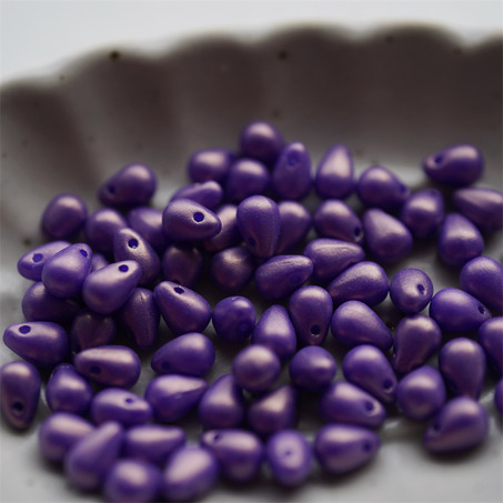 质感珠光紫色~迷你水滴珠捷克珠玻璃琉璃珠 4X6MM-5