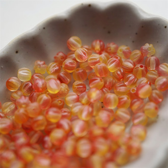 雾面晚霞橘调渐变透感mix~迷你南瓜珠捷克珠玻璃琉璃珠 4MM