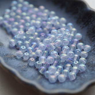 幻彩月光蓝~迷你小圆珠捷克珠玻璃琉璃珠 4MM