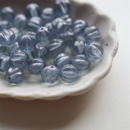 斑驳蓝透明感~南瓜珠捷克珠玻璃琉璃珠 8MM-1