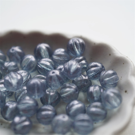 斑驳蓝透明感~南瓜珠捷克珠玻璃琉璃珠 8MM-2