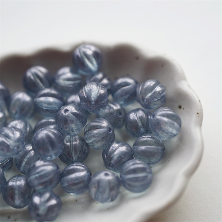 斑驳蓝透明感~南瓜珠捷克珠玻璃琉璃珠 8MM-6