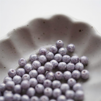 斑驳光泽紫白色~迷你小圆珠捷克珠玻璃琉璃珠 4MM