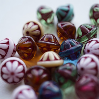 5枚入~绝版mix纯色描复古红色~立体光面捷克珠玻璃琉璃珠星球土星珠 12X14MM