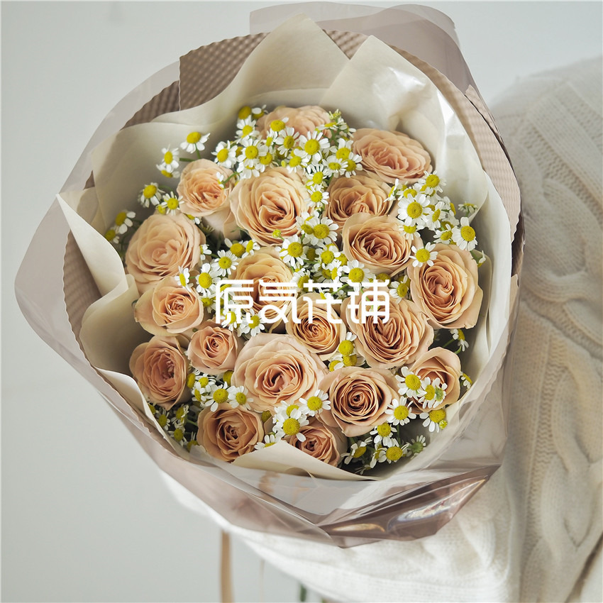原气花铺-花店-上海-北京卡布奇诺--卡布奇诺玫瑰花束-6