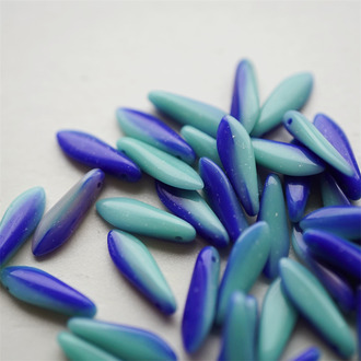 纯色蓝色调拼色~剑形珠匕首珠捷克珠玻璃琉璃 5X16MM
