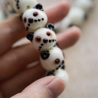 可爱小奶熊童趣风~日本灯工散装琉璃珠玻璃珠DIY串珠材料 大号18MM 小号16MM