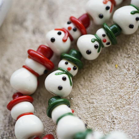 超绝可爱小雪人圣诞节珠珠~日本灯工散装琉璃珠玻璃珠DIY串珠材料 20x11MM-2
