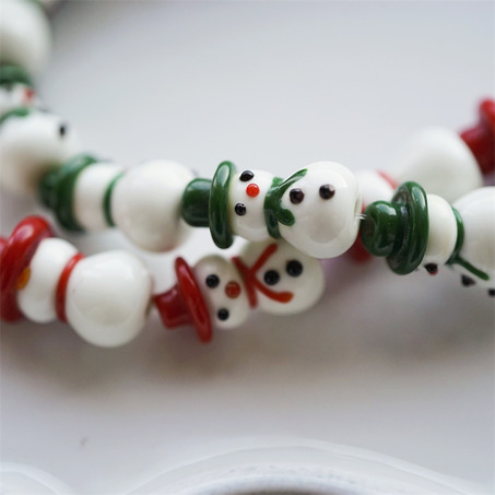 超绝可爱小雪人圣诞节珠珠~日本灯工散装琉璃珠玻璃珠DIY串珠材料 20x11MM-1