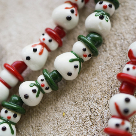 超绝可爱小雪人圣诞节珠珠~日本灯工散装琉璃珠玻璃珠DIY串珠材料 20x11MM-5