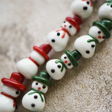 超绝可爱小雪人圣诞节珠珠~日本灯工散装琉璃珠玻璃珠DIY串珠材料 20x11MM-4