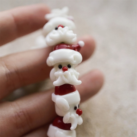 精致圣诞老人可爱圣诞节珠珠~日本灯工散装琉璃珠玻璃珠DIY串珠材料 22X14MM-3