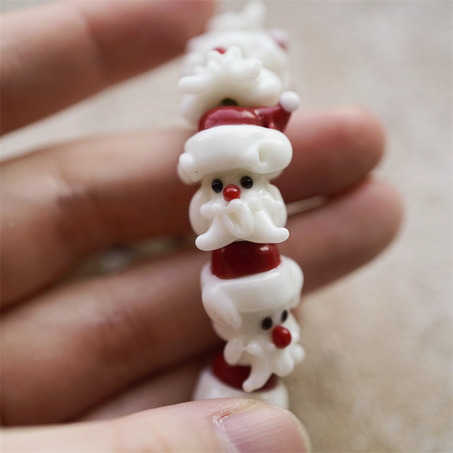 精致圣诞老人可爱圣诞节珠珠~日本灯工散装琉璃珠玻璃珠DIY串珠材料 22X14MM-4