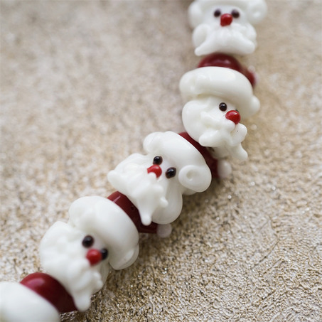 精致圣诞老人可爱圣诞节珠珠~日本灯工散装琉璃珠玻璃珠DIY串珠材料 22X14MM-8