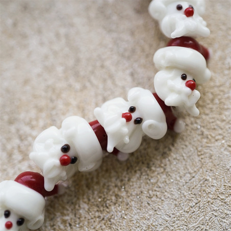 精致圣诞老人可爱圣诞节珠珠~日本灯工散装琉璃珠玻璃珠DIY串珠材料 22X14MM-6