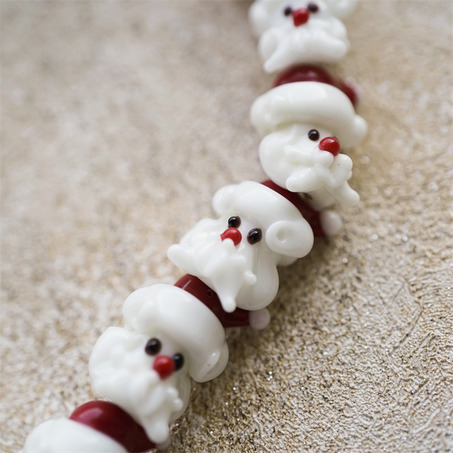 精致圣诞老人可爱圣诞节珠珠~日本灯工散装琉璃珠玻璃珠DIY串珠材料 22X14MM-7