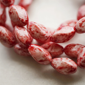 水染高级感红色~异形扭扭四面立体梭形珠捷克珠玻璃琉璃珠 16X11MM