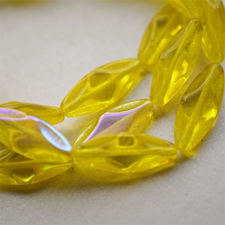 透宝石黄色幻彩~梭形扁珠椭圆珠捷克珠玻璃琉璃珠 25X10MM-1