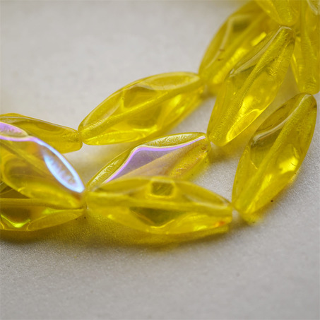 透宝石黄色幻彩~梭形扁珠椭圆珠捷克珠玻璃琉璃珠 25X10MM-6