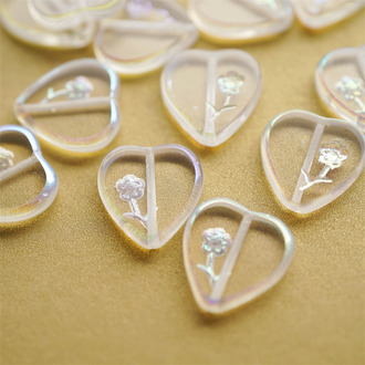 透明幻彩冰块感~小花爱心桃心捷克珠玻璃琉璃珠 15MM