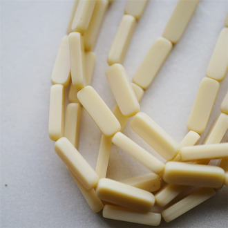 奶油米色雾面边边~长方形百搭柱形珠捷克珠玻璃琉璃珠 15X5MM