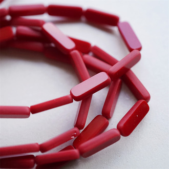 绝版质感深红色纯色~长方形百搭柱形珠捷克珠玻璃琉璃珠 15X5MM