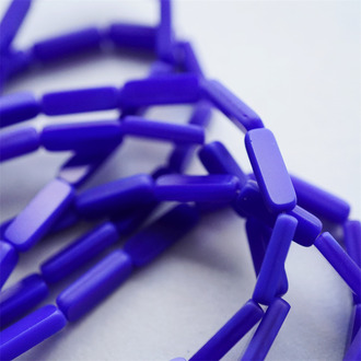 绝版克莱因蓝纯色~长方形百搭柱形珠捷克珠玻璃琉璃珠 15X5MM