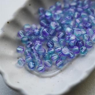 雾面蓝紫幻彩~迷你南瓜珠捷克珠玻璃琉璃珠 4MM