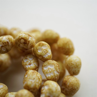 斑驳复古卡其黄棕做旧风~INS人气怪趣小骷髅头捷克珠玻璃琉璃珠 12X9MM