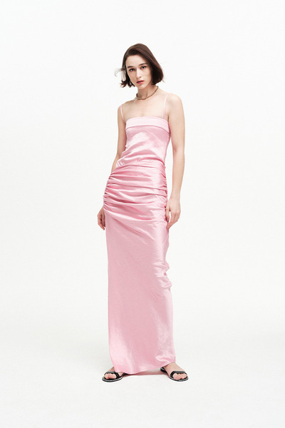 缎面一字领吊带