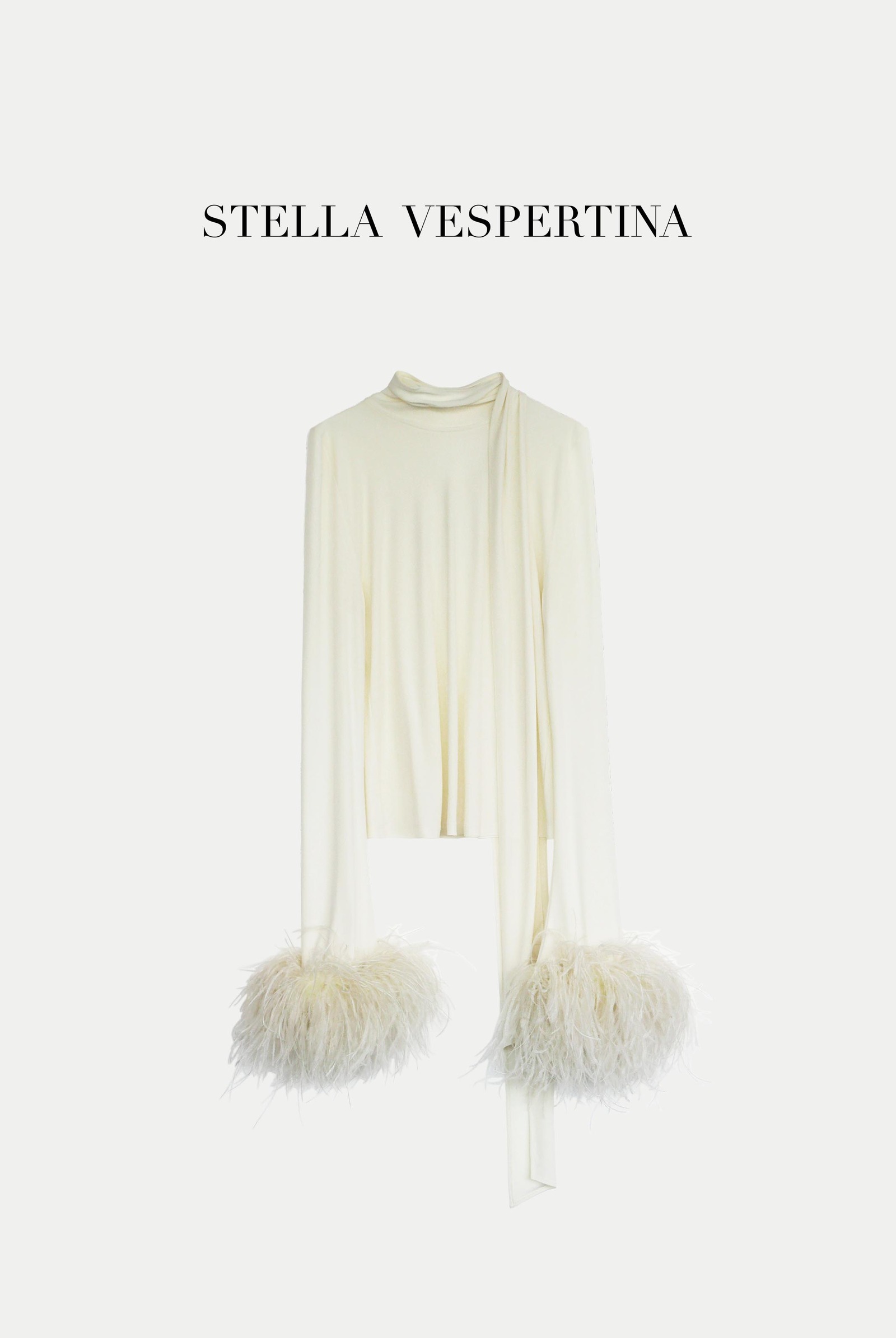 羽毛饰飘带针织上衣-7