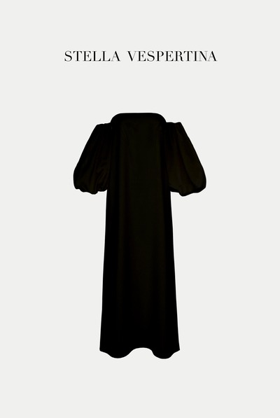 泡泡袖抹胸连衣裙