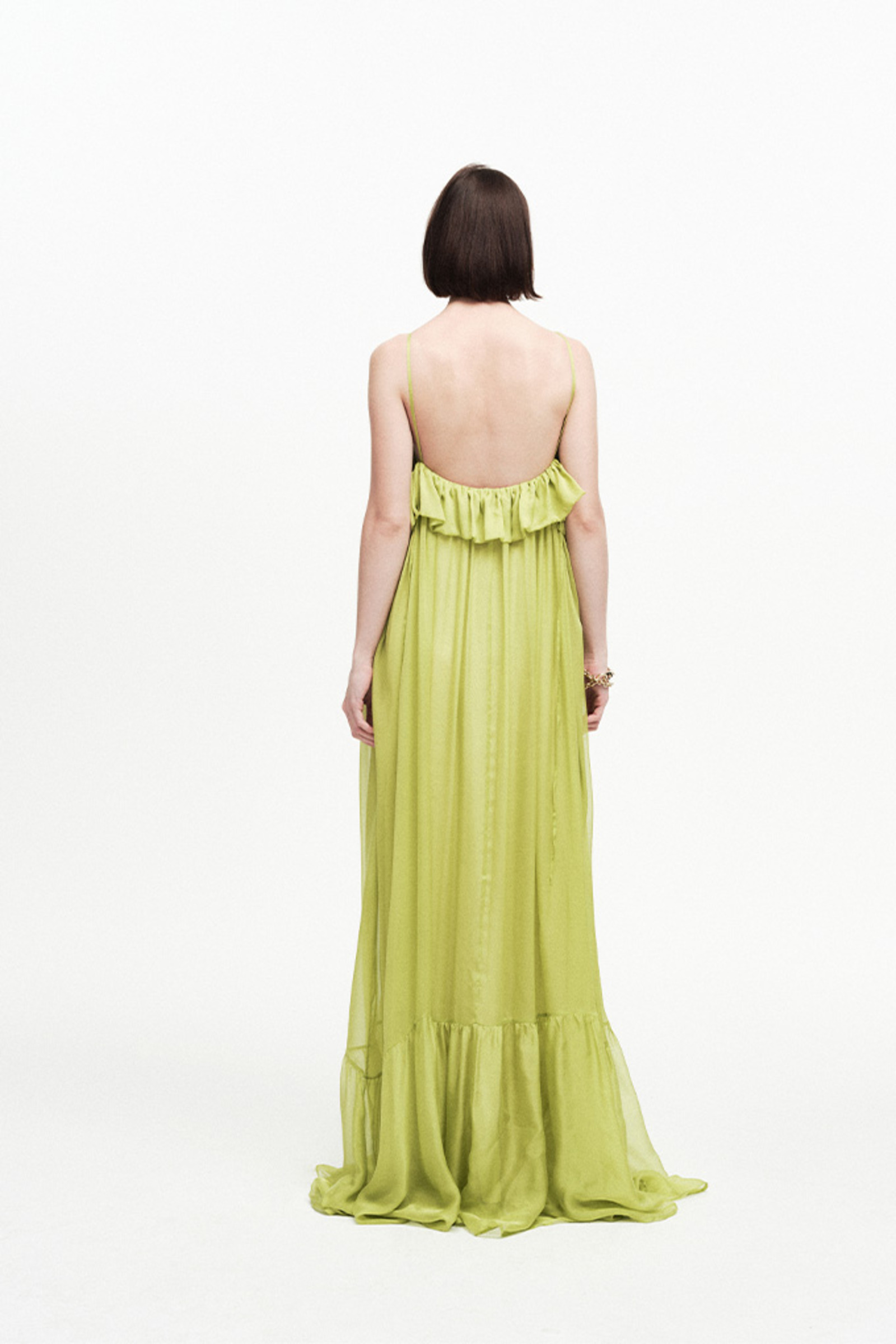 真丝荷叶边连衣裙-2