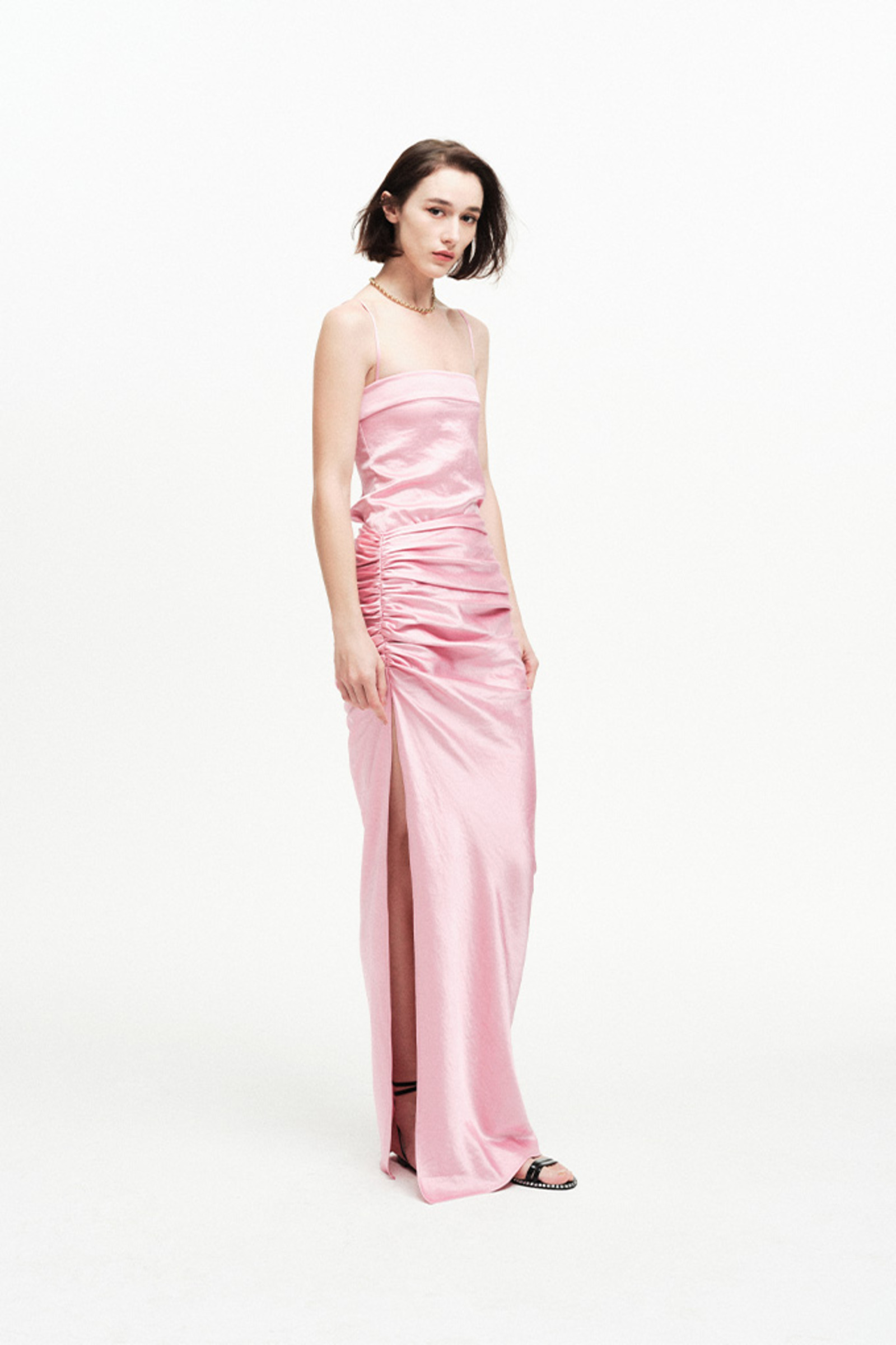 褶饰缎面半裙-2