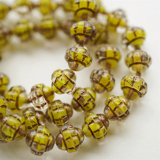 透明柠檬黄夹心古铜色~陀螺UFO土星捷克珠玻璃琉璃珠 10X10MM