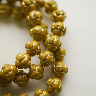 复古南瓜橘描金色~陀螺UFO土星捷克珠玻璃琉璃珠 10X10MM