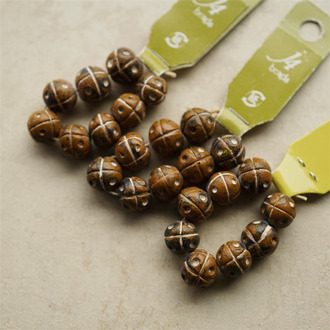 复古感斑驳波点格纹异形圆珠~日本进口高品质配件树脂珠 12MM