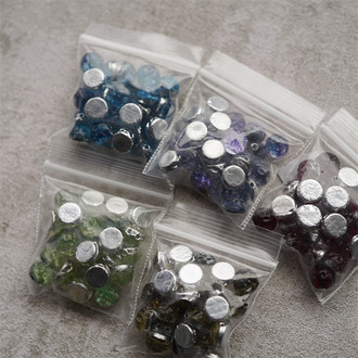 多色入~火彩彩色双孔捷克珠玻璃琉璃珠 7MM 日本采购