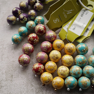 稀有！渐变樱花花纹和风彩绘贴花珠~日本进口高品质配件树脂珠圆珠