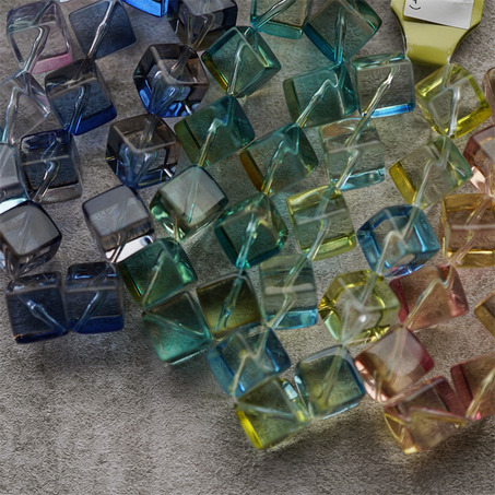 绝美渐变幻彩透明感立方体~日本进口高品质配件树脂珠-2