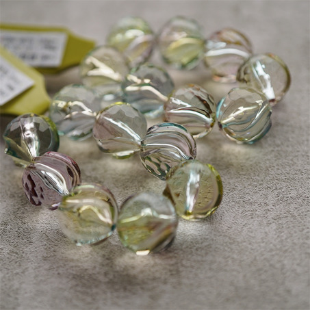 透明彩虹调幻彩异形波浪夸张珠珠~日本进口高品质配件树脂珠 18MM