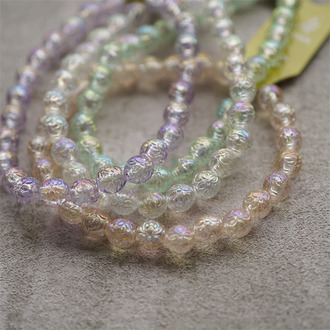 透感精致立体花纹月光幻彩圆珠~日本进口高品质配件树脂珠 8MM