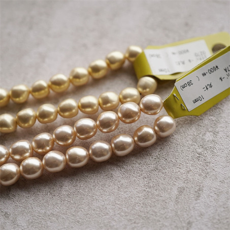 香槟粉金色光泽异形椭圆珠~日本进口高品质配件树脂珠 10MM 展会限定-2
