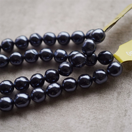 深蓝光泽异形椭圆珠~日本进口高品质配件树脂珠 14MM 展会限定