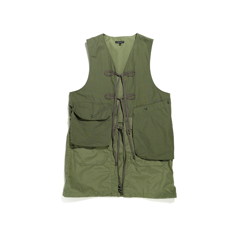 ENGINEERED GARMENTS 22AW Fishing Vest-Olive Cotton Ripstop