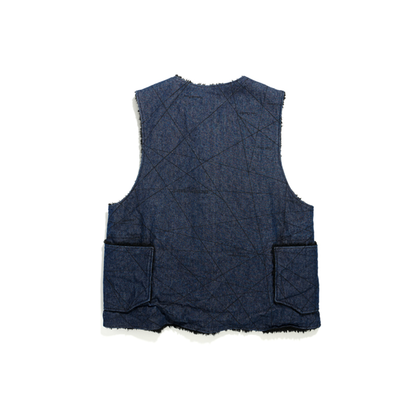 ENGINEERED GARMENTS 22AW Over Vest-Indigo Nautical Print 12oz Denim