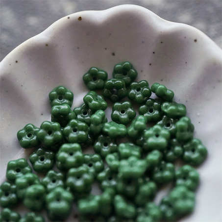 深墨绿~百搭勿忘我小花隔珠捷克玻璃珠琉璃 5mm-1